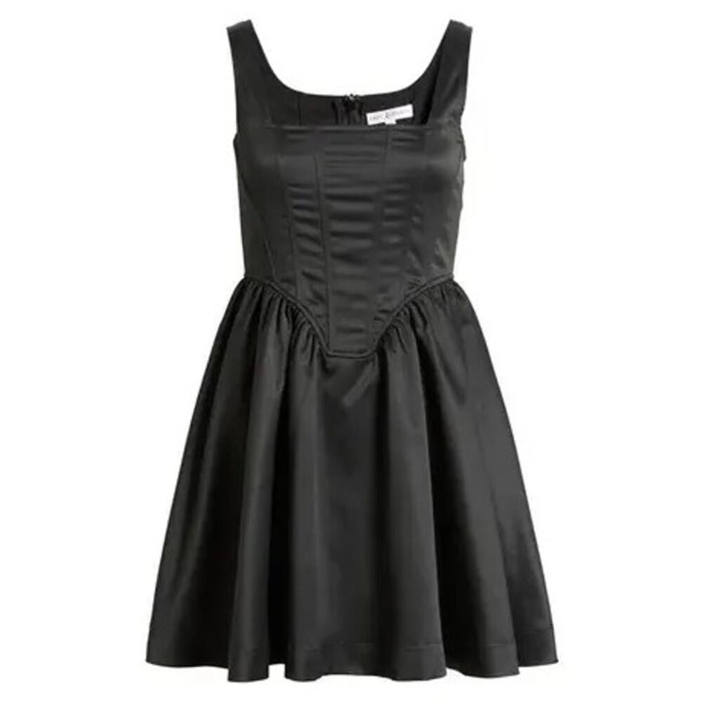5018 NWOT Rare London Fit & Flare Square Neck Sleeveless Mini Dress Black Size 4